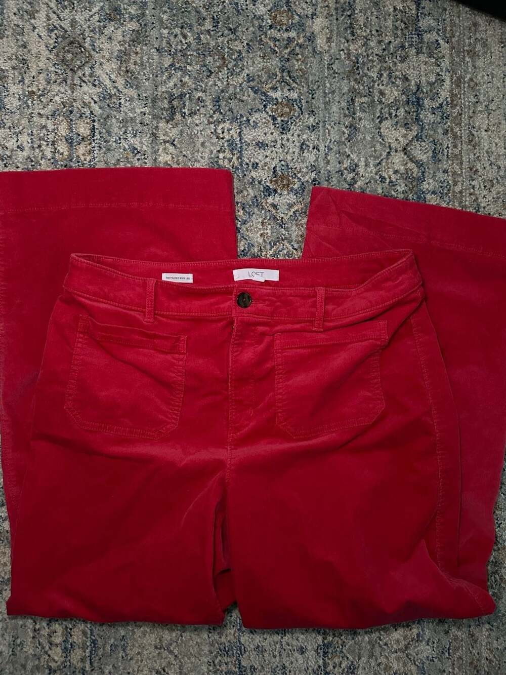 LOFT The Palmer Wide Leg Curvy Red Corduroy Pants Size 14